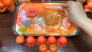 Festival of Orange !! Mixing Random Things Into Glossy Slime !! Satisfying Slime Smoothie #829