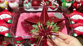 RED CHRISTMAS !! Mixing Random Things Into Clear Slime !! Satisfying Slime Smoothie #802