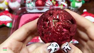 RED CHRISTMAS !! Mixing Random Things Into Clear Slime !! Satisfying Slime Smoothie #802