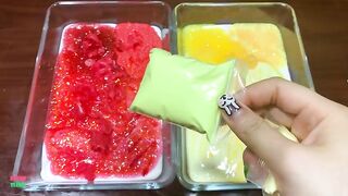 RED and YELLOW !! Mixing Random Things Into Glossy Slime !! Satisfying Slime Smoothie #778