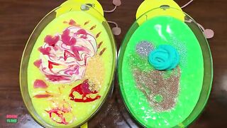 GREEN and YELLOW !! Mixing Random Things Into Homemade Slime !! Satisfying Slime Smoothie #770