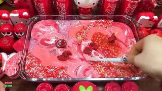 RED COKE Slime! Festival of Color! Mixing Makeup & Glitter Into Slime! Satisfying Slime Smoothie#764