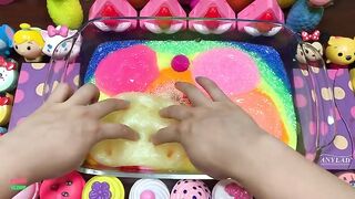 Relaxing with RainBow and Hello Kitty | Mixing Random Things Into Slime| Satisfying Slime Video #627