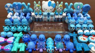 Relaxing with Hello Kitty and More! Mixing The Cyan Things Into CLEAR Slime| Satisfying Slime #620
