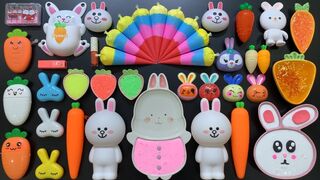 Special Series Rabbit #LOVE Carrots | Mixing Floam and Makeup Into Slime | Relaxing With Piping Bags
