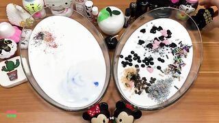 MIXING RANDOM THINGS INTO GLOSSY SLIME | RELAXING WITH HEART SLIME | BLACK AND WHITE _TOGETHER