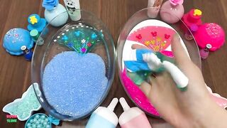 MIXING RANDOM THINGS INTO SLIME || PINK AND BLUE COLORS SPECIAL PART #1||  SLIME SMOOTHIE