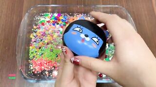 MIXING COLORFUL BEADS AND GLITTER INTO CLEAR SLIME || MOST SATISFYING SLIME VIDEOS