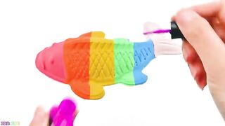 Satisfying Video | How To Make Rainbow Fish With Kinetic Sand & Nail Polish Cutting ASMR | Zon Zon