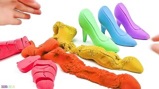 Satisfying Video | How To Make Rainbow Clogs With Kinetic Sand & Nail Polish Cutting ASMR | Zon Zon