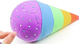 Satisfying Video | How To Make Rainbow Giant Ice Cream With Kinetic Sand Cutting ASMR | Zon Zon