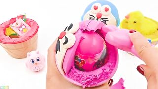 Satisfying Video | Ice Cream Cup Doraemon from Kinetic Sand & Eggs Cutting ASMR | Zon Zon