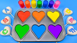 Satisfying Video | Kinetic Sand Heart Alphabet Lollipop with Color Tray Heart Cutting ASMR | Zon Zon