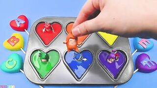 Satisfying Video | Kinetic Sand Heart Alphabet Lollipop with Color Tray Heart Cutting ASMR | Zon Zon